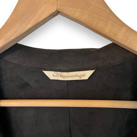 Soft Surroundings Grey Vegan Suede Leather Drapey Longline Open Front Jacket XL - Picture 4 of 4